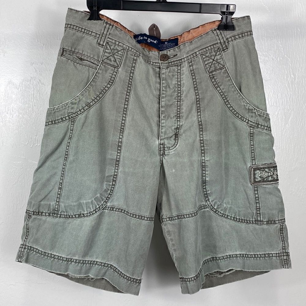 ❤️Last Chance Life Is Good Cotton Gray Flat Front Cargo Hiking Shorts